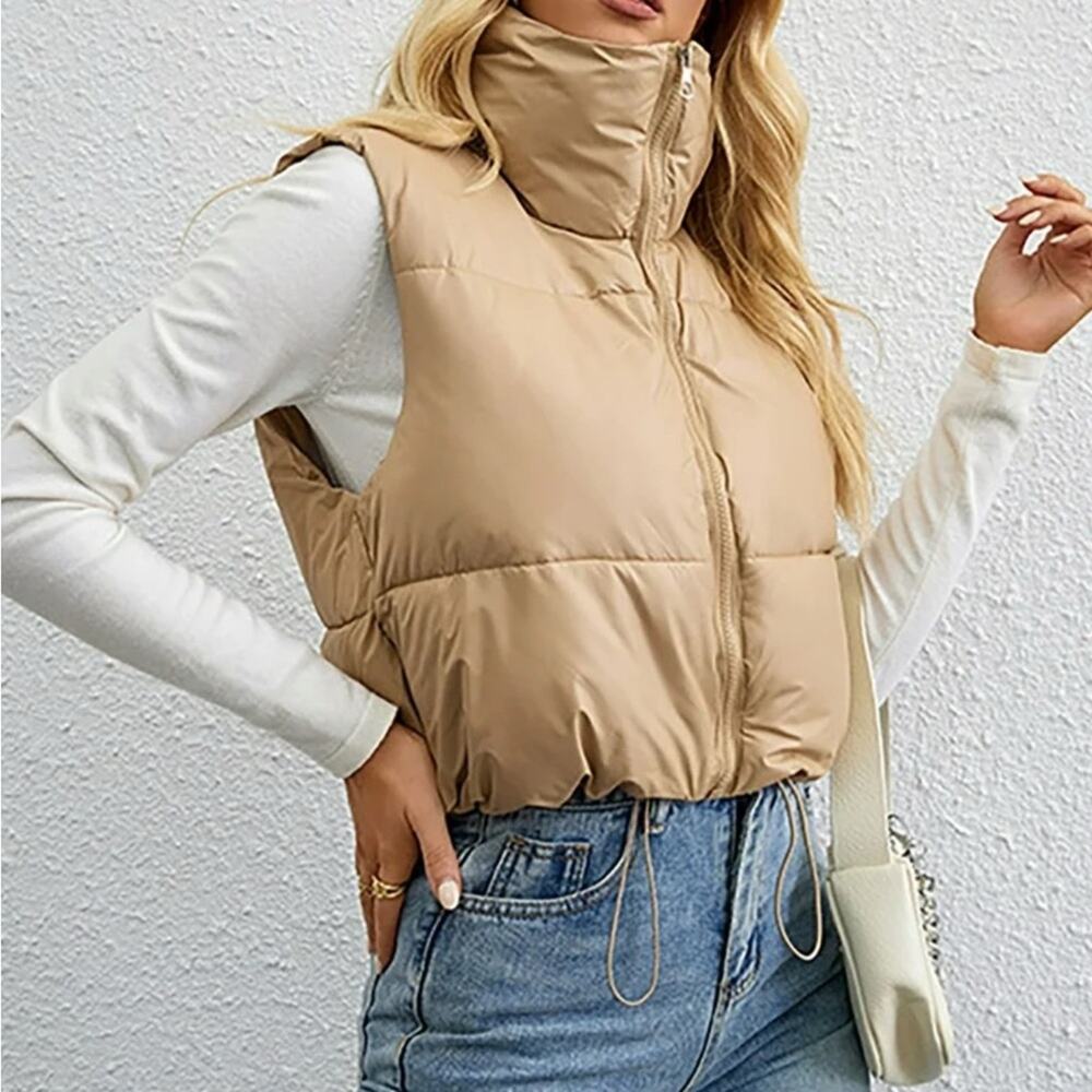 Beige Puffer Vest – Size S